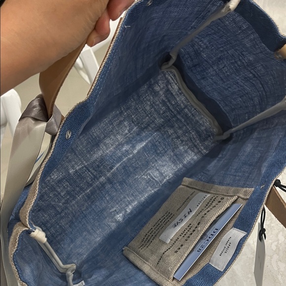 The Lowell New York Blue Canvas Tote with Tan Accents - Picture 5 of 8